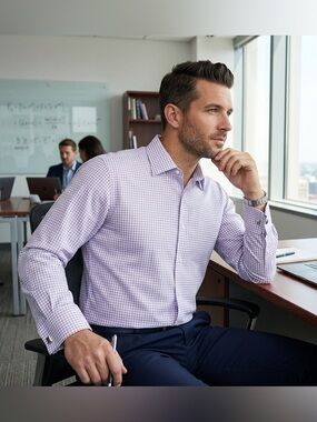 Ike Behar Gingham French-Cuff Shirt